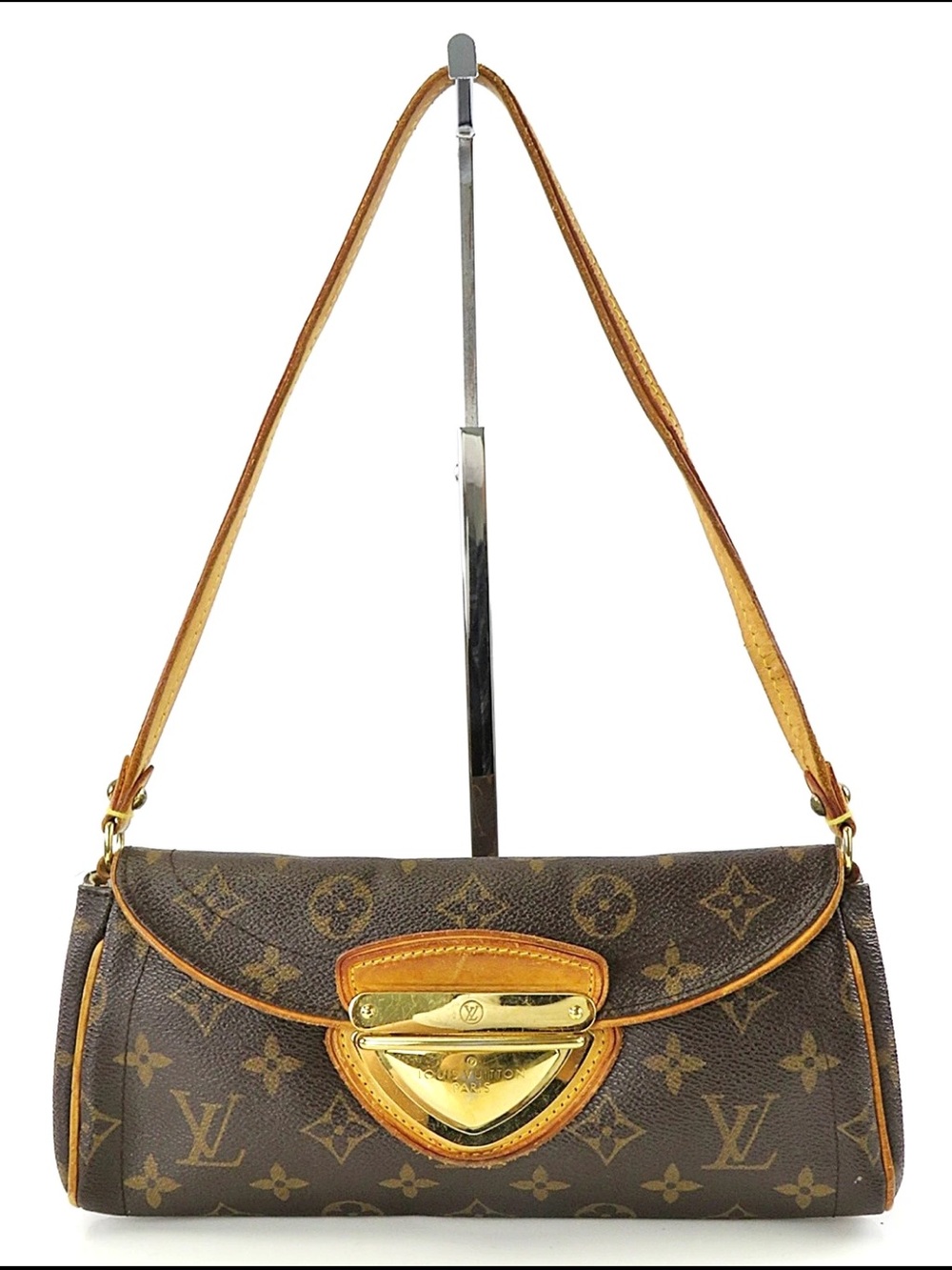 Louis Vuitton Monogram Canvas Shoulder Bag with Tan Trim